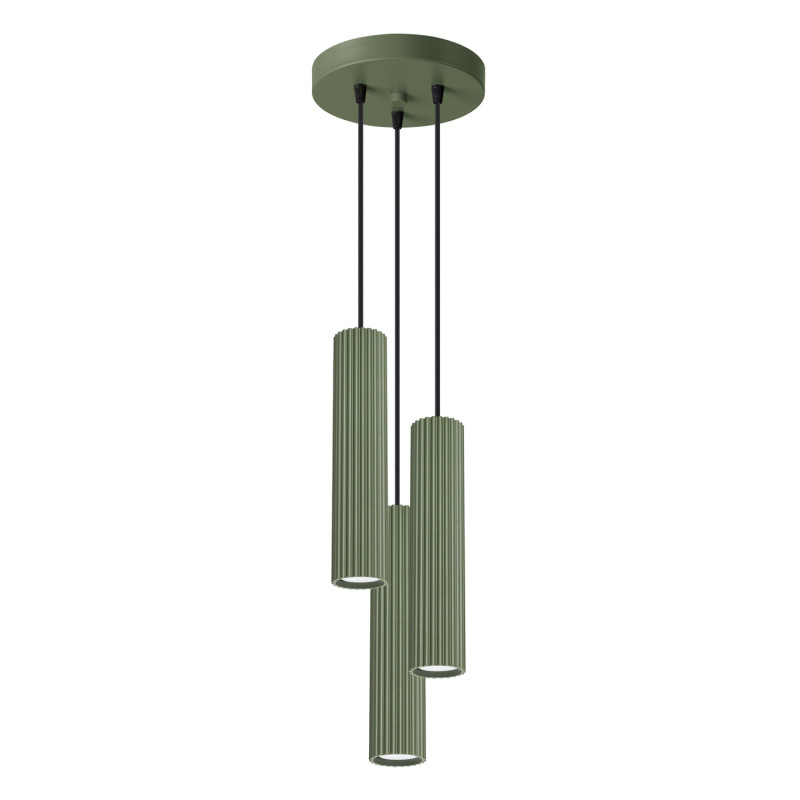 Lampa wisząca KARBON 3P zielona oliwka SL.1614