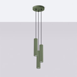 Lampa wisząca KARBON 3P zielona oliwka SL.1614