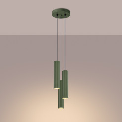 Lampa wisząca KARBON 3P zielona oliwka SL.1614