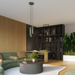 Lampa wisząca KARBON 3P zielona oliwka SL.1614