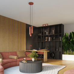 Lampa wisząca KARBON 3P ochra czerwona SL.1633
