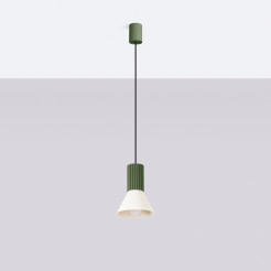 Lampa wisząca ESTRIA 1 beżowa/zielona oliwka SL.1872