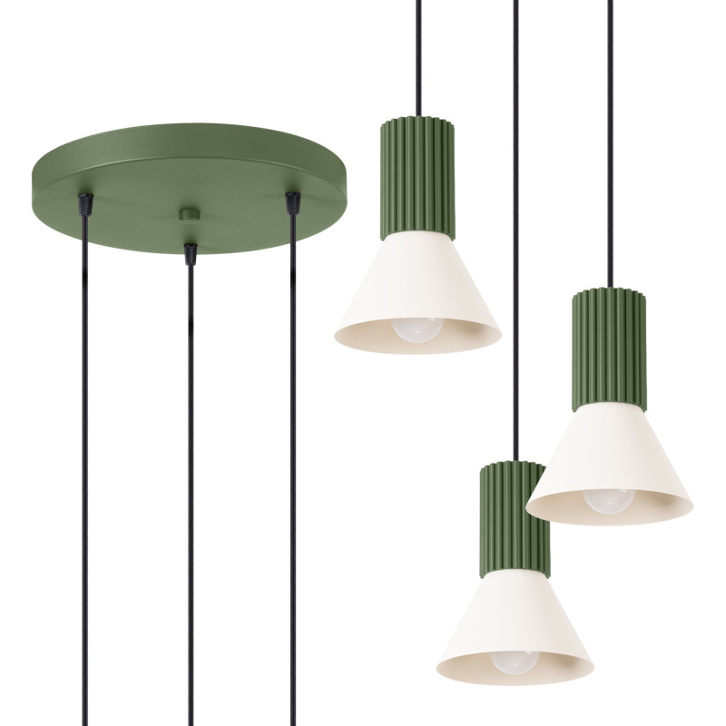 Lampa wisząca ESTRIA 3P beżowa/zielona oliwka SL.1873