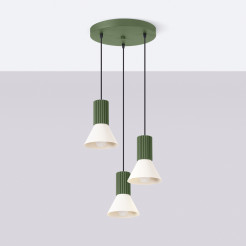Lampa wisząca ESTRIA 3P beżowa/zielona oliwka SL.1873
