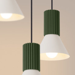 Lampa wisząca ESTRIA 3P beżowa/zielona oliwka SL.1873