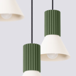 Lampa wisząca ESTRIA 3P beżowa/zielona oliwka SL.1873