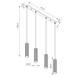 Lampa wisząca KARBON 4L złoty SL.2002