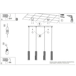 Lampa wisząca KARBON 4L złoty SL.2002