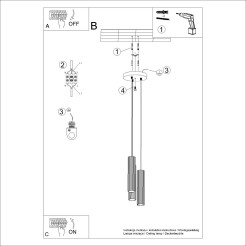 Lampa wisząca KARBON 3P czerwona SL.2341