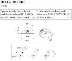 MAXLIGHT H0115 OPRAWA WPUSTOWA BELLATRIX SIDE BIAŁA - BEZ MODUŁU ŚWIETLNEGO LED H0112