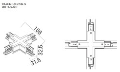MAXLIGHT MHT1-X-WH TRACK ŁĄCZNIK X" biały"