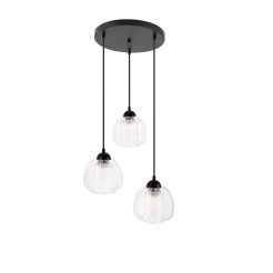 VALERIA lampa wisząca czarny talerz 3x40W E27 klosz bezbarwny 33-58249