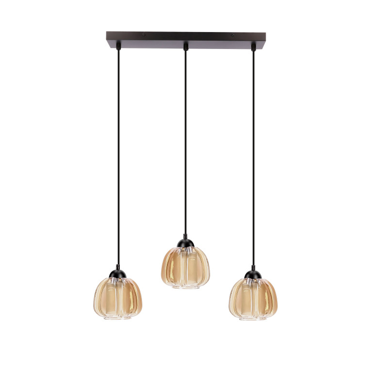 VALERIA lampa wisząca czarny 3x40W E27 klosz bursztynowy 33-58164