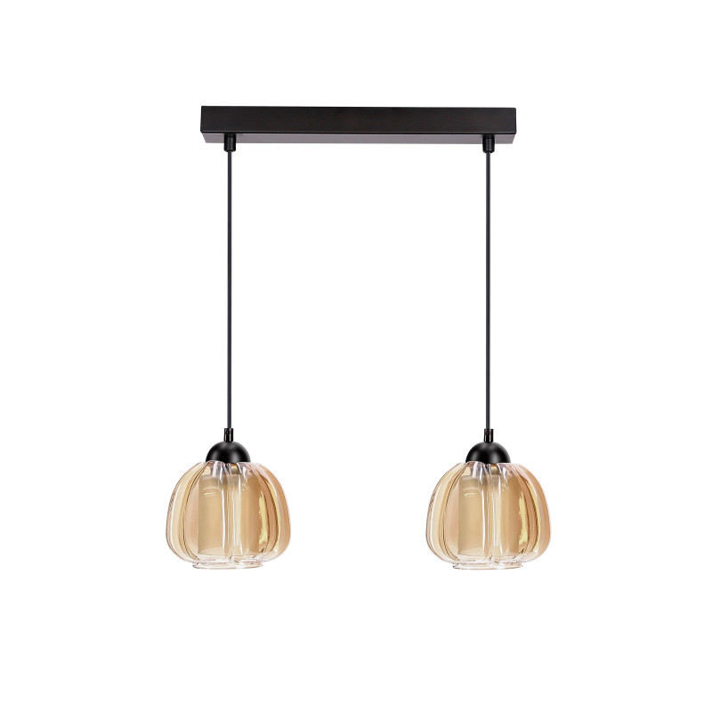 VALERIA lampa wisząca czarny 2x40W E27 klosz bursztynowy 32-58133