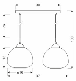 VALERIA lampa wisząca czarny 2x40W E27 klosz bursztynowy 32-58133