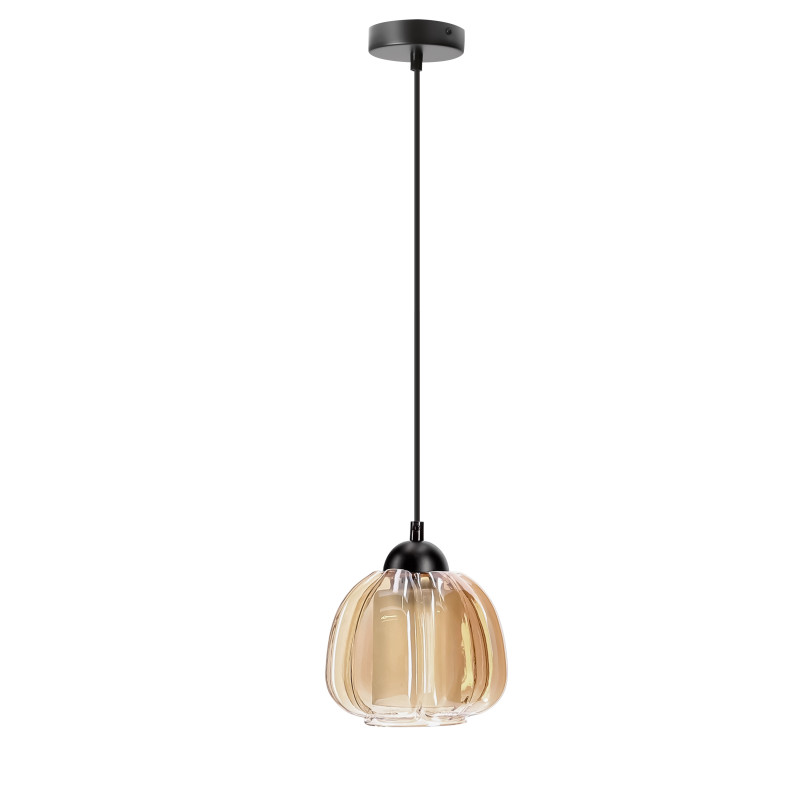 VALERIA lampa wisząca czarny 1x40W E27 klosz bursztynowy 31-58126