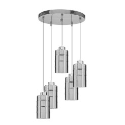 METZ lampa wisząca talerz chromowy 5x40W E27 klosz dymiony lustrzany 35-58386 