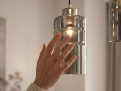 METZ lampa wisząca talerz chromowy 5x40W E27 klosz dymiony lustrzany 35-58386 
