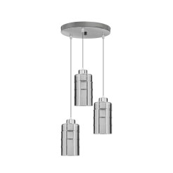 METZ lampa wisząca talerz chromowy 3x40W E27 klosz dymiony lustrzany 33-58409