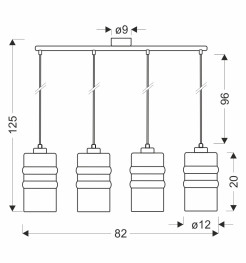 METZ lampa wisząca chromowy 4x40W E27 klosz dymiony lustrzany 34-58393
