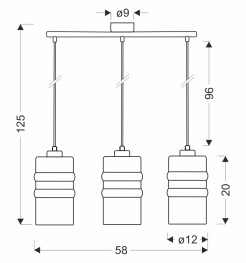 METZ lampa wisząca chromowy 3x40W E27 klosz dymiony lustrzany 33-58416