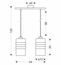METZ lampa wisząca chromowy 2x40W E27 klosz dymiony lustrzany 32-58348