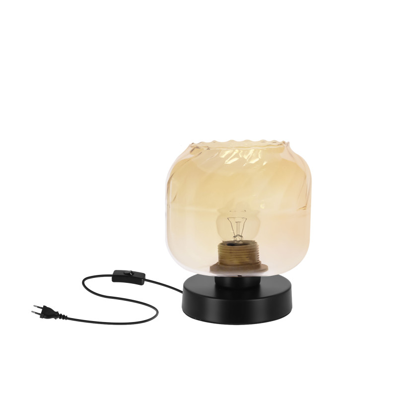 MARLA lampka stołowa czarny 1x40W E27 klosz bursztynowy 41-58355