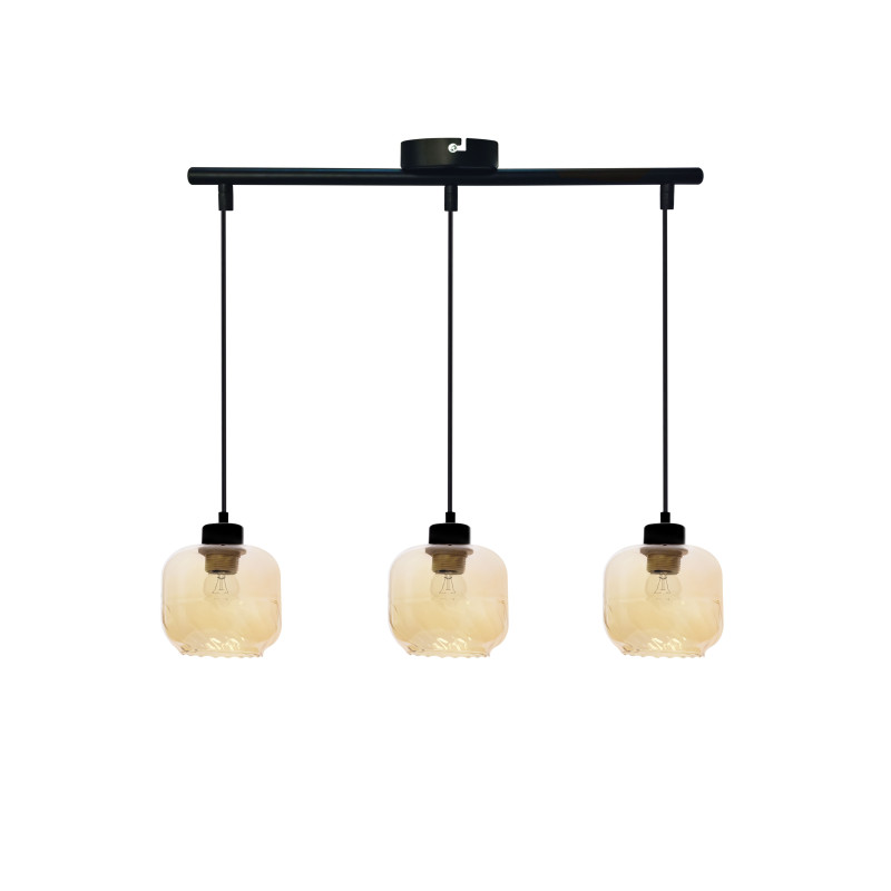 MARLA lampa wisząca czarny 3x40W E27 klosz bursztynowy 33-58263