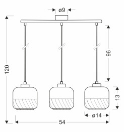 MARLA lampa wisząca czarny 3x40W E27 klosz bursztynowy 33-58263