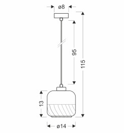 MARLA lampa wisząca czarny 1x40W E27 klosz bursztynowy 31-58256