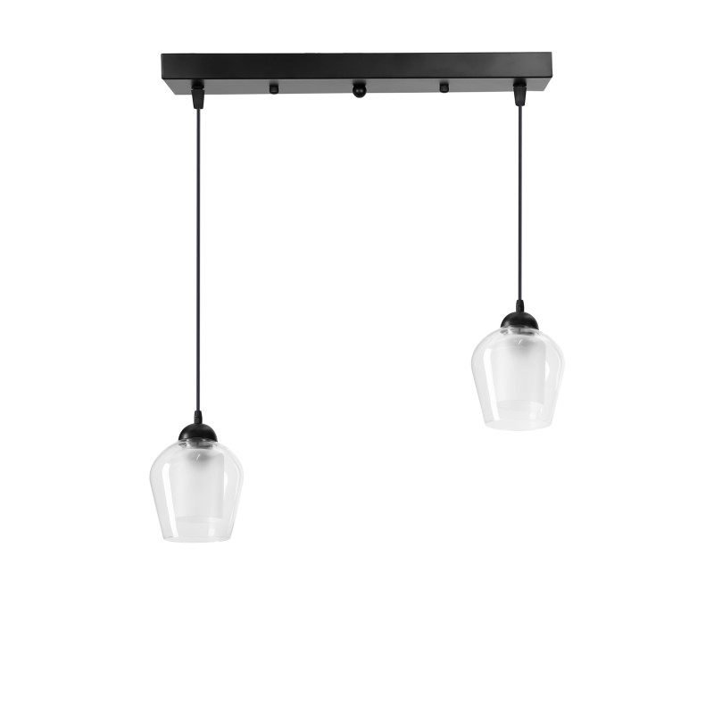 KRISTA lampa wisząca czarny 2x40W E27 klosz bezbarwny+piaskowany 32-58294