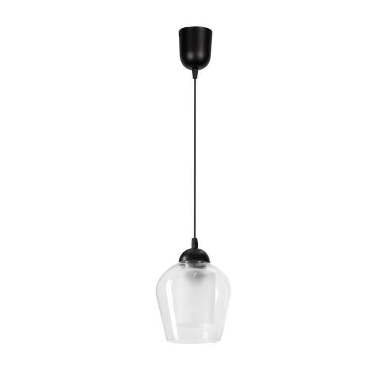 KRISTA lampa wisząca czarny 1x40W E27 klosz bezbarwny+piaskowany 31-58287