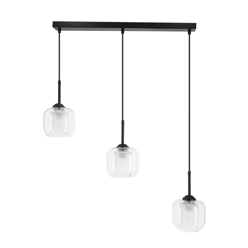 ESTIMA lampa wisząca czarny 3x40W E27 klosz bezbarwny+piaskowany 33-58119