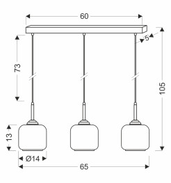 ESTIMA lampa wisząca czarny 3x40W E27 klosz bezbarwny+piaskowany 33-58119