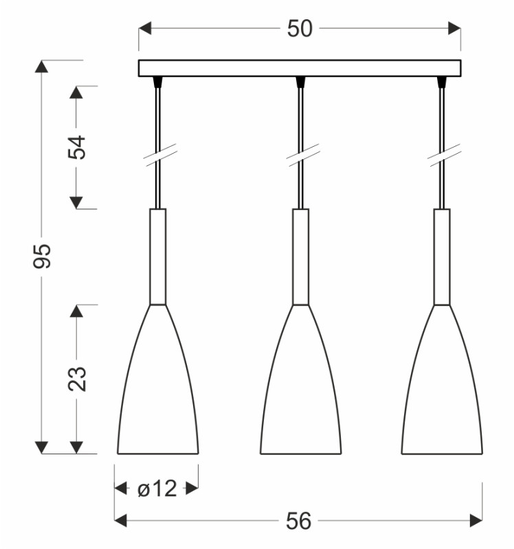 Flen lampa wisząca czarny 3x40W E27 klosz szary 50159260