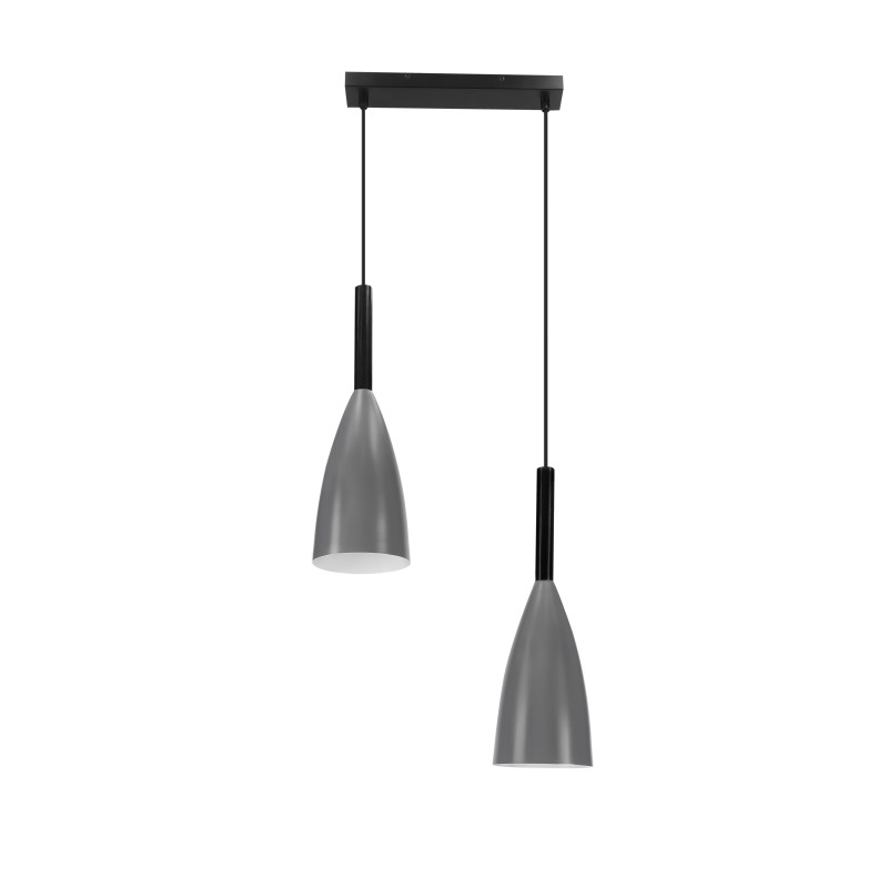 Flen lampa wisząca czarny 2x40W E27 klosz szary 50159253