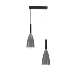 Flen lampa wisząca czarny 2x40W E27 klosz szary 50159253