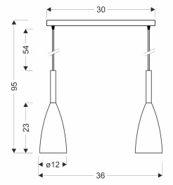 Flen lampa wisząca czarny 2x40W E27 klosz szary 50159253