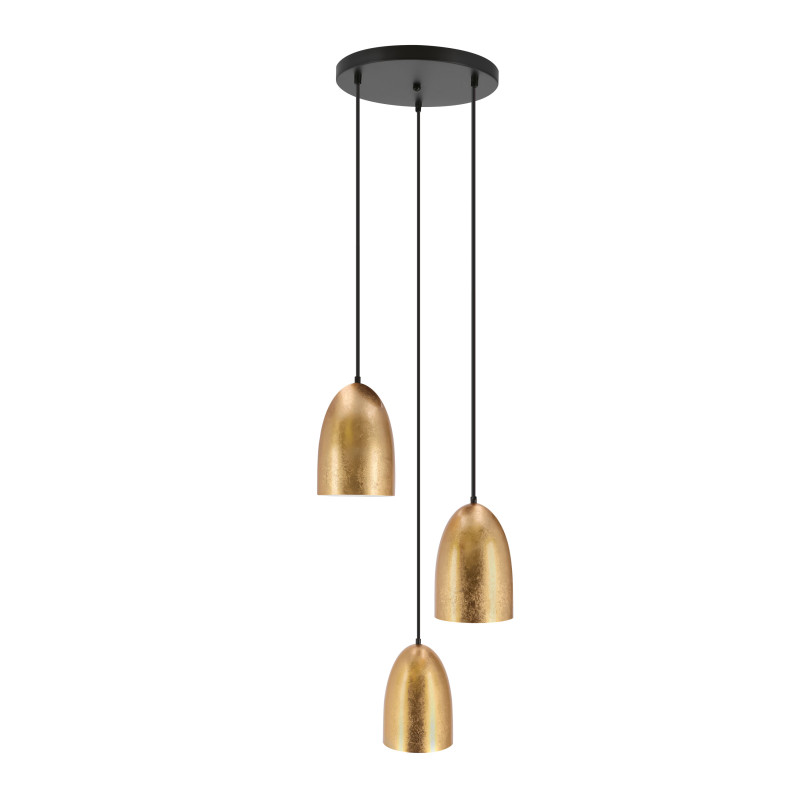 Icaro lampa wisząca talerz czarny 3x40W E27 klosz złoty 33-61904