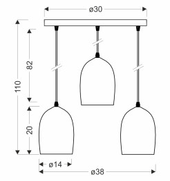 Icaro lampa wisząca talerz czarny 3x40W E27 klosz złoty 33-61904