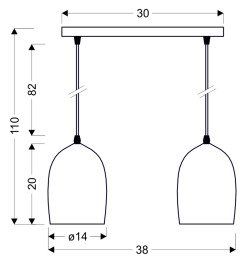 Icaro lampa wisząca czarny 2x40W E27 klosz złoty 32-61874