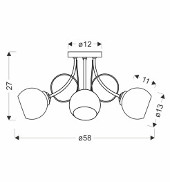 FANTA lampa sufitowa chromowy 5x40W E27 klosz biały 35-62185