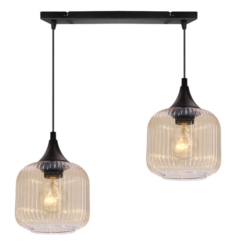 ESTAS lampa wisząca czarny 2x40W E27 klosz bursztynowy 32-57174