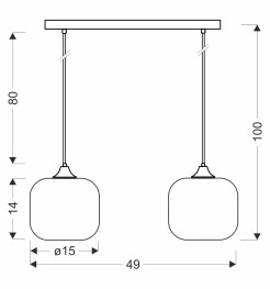 ESTAS lampa wisząca czarny 2x40W E27 klosz bursztynowy 32-57174