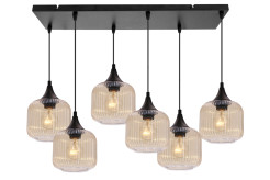ESTAS lampa wisząca czarny 6x40W E27 klosz bursztynowy 36-57181