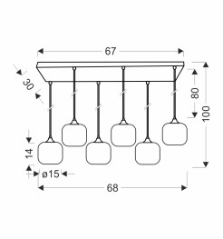 ESTAS lampa wisząca czarny 6x40W E27 klosz bursztynowy 36-57181