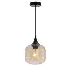 ESTAS lampa wisząca czarny 1x40W E27 klosz bursztynowy 31-51677