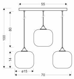 ESTAS lampa wisząca czarny 3x40W E27 klosz bursztynowy 33-51547