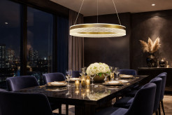 GLORIS lampa wisząca kawowy 36W LED 3000, 4500, 6500K kryształki bezbarwne 32-54012