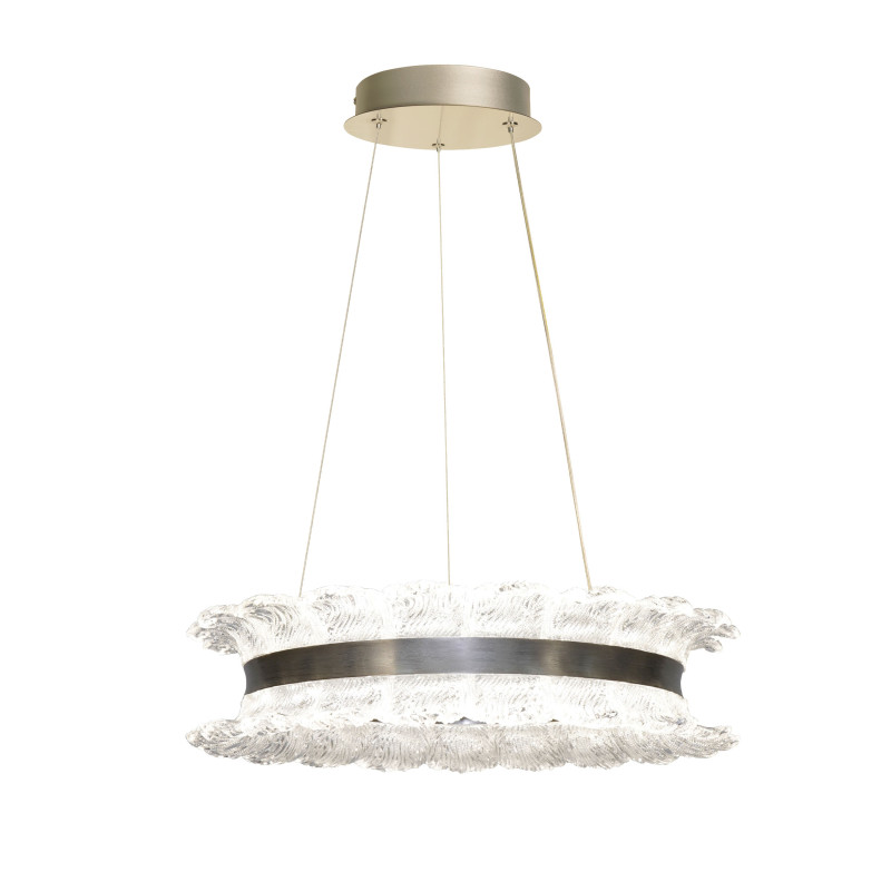 TOLOSA lampa wisząca satyna nikiel 30W LED 3000, 4500,6500K kryształki bezbarwne 32-54005